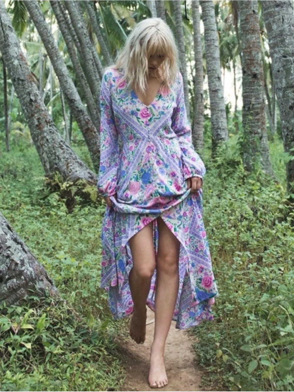 Spell Babushka Lavender Floral Maxi Dress